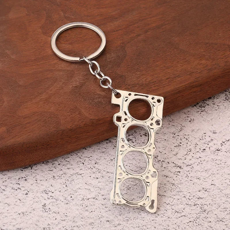 Gearbox Keychain with Turbo Hub and Brake Disc Pendant