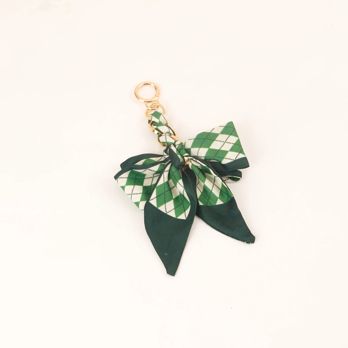 Chic Silk Bow Keychain with Ribbon Charm