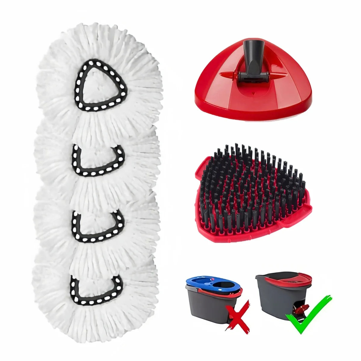 Replacement Mop Head and Brush Set for O-Cedar & Vileda EasyWring