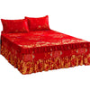 Elegant Elastic Fitted Bed Sheet Set with Lace Skirt and Pillowcases