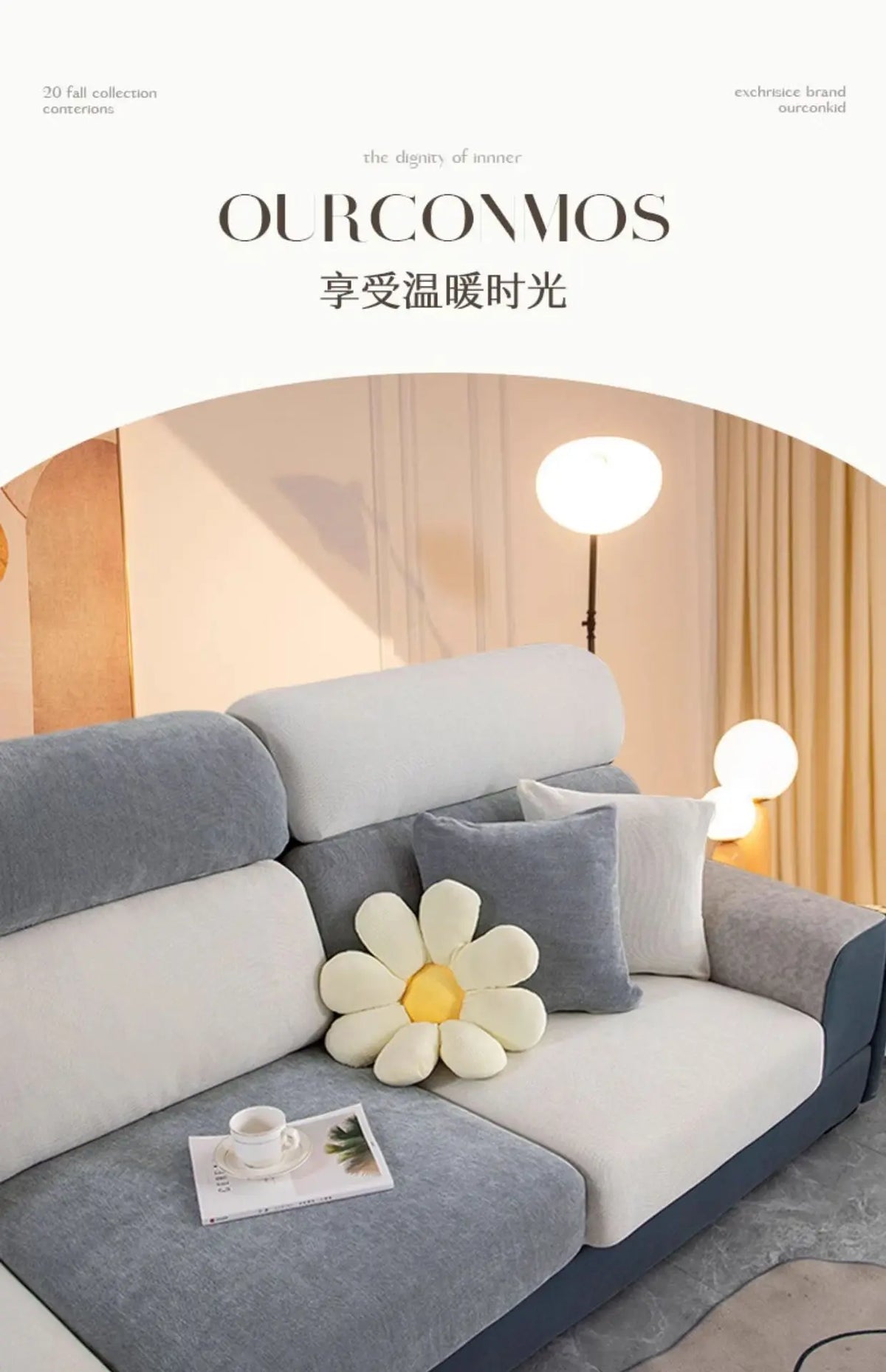 Universal Stretch Sofa Cover with Full Backrest and Headrest