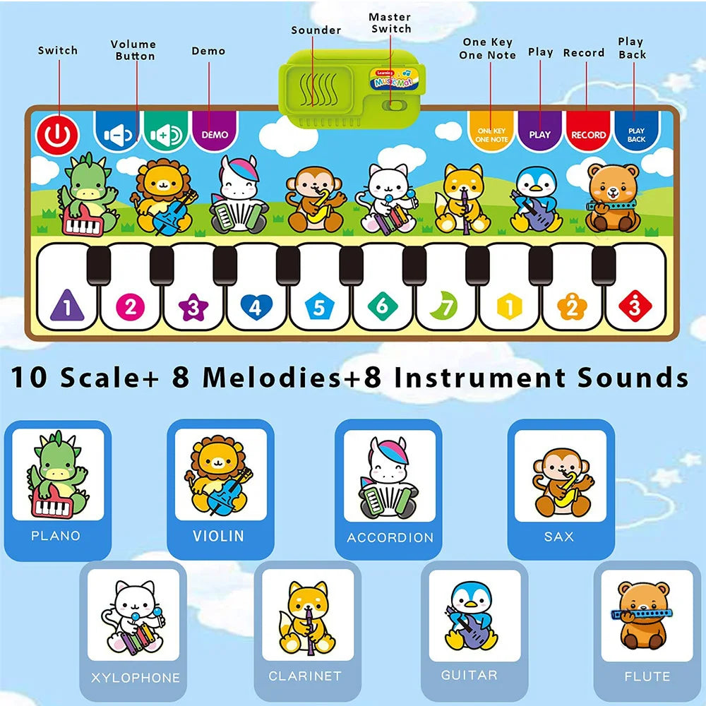 Interactive Piano Music Mat for Toddlers – Educational Animal Keyboard Toy