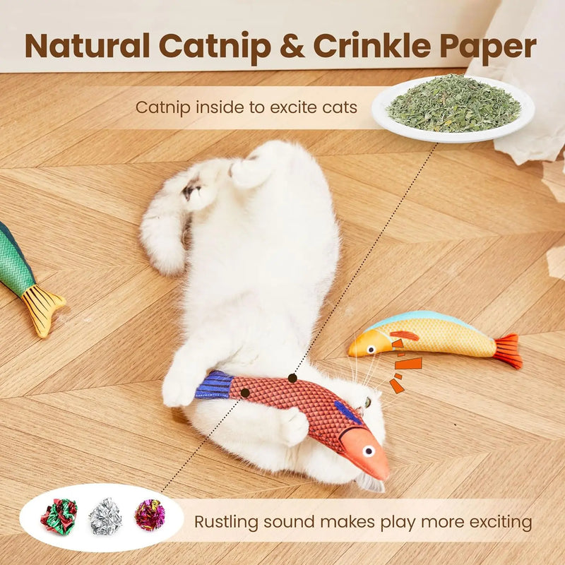 Interactive Fish Catnip Plush Toy with Squeaker