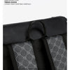 Black PU leather backpack featuring a subtle crocodile pattern and padded interior lining.