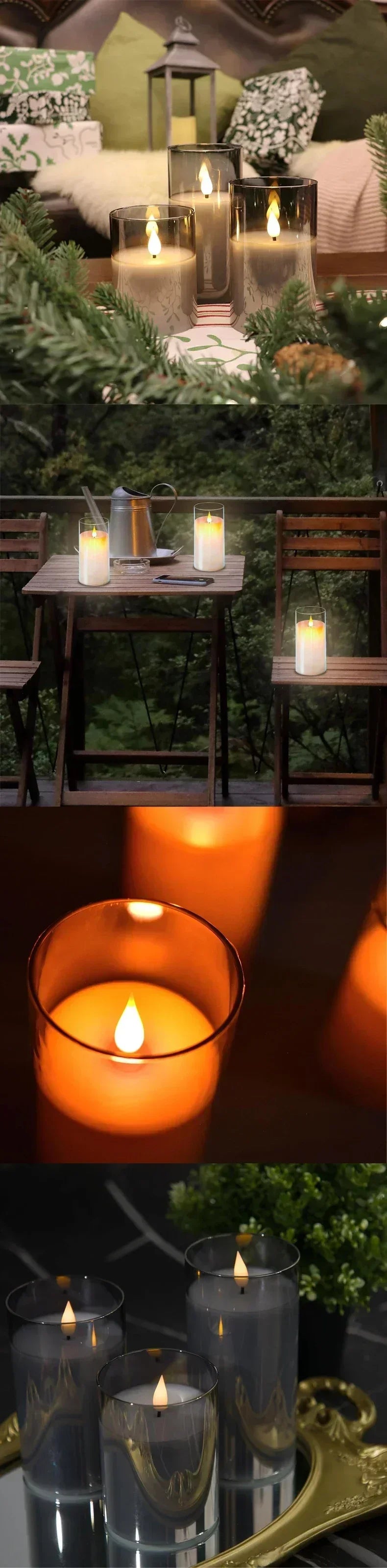 Set of 3 LED Flameless Candles with Remote and Timer
