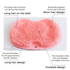 A pink foot massage mat with short hair design and exfoliating bristles for the sole of the foot.
