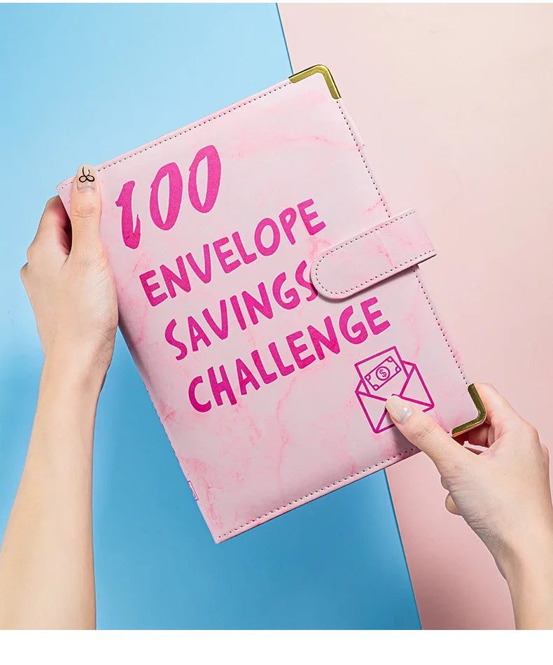 Marble A5 Savings Challenge Binder with 100 Cash Envelopes