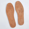 Pair of tan genuine leather insoles for men with perforated soles and contoured footbeds