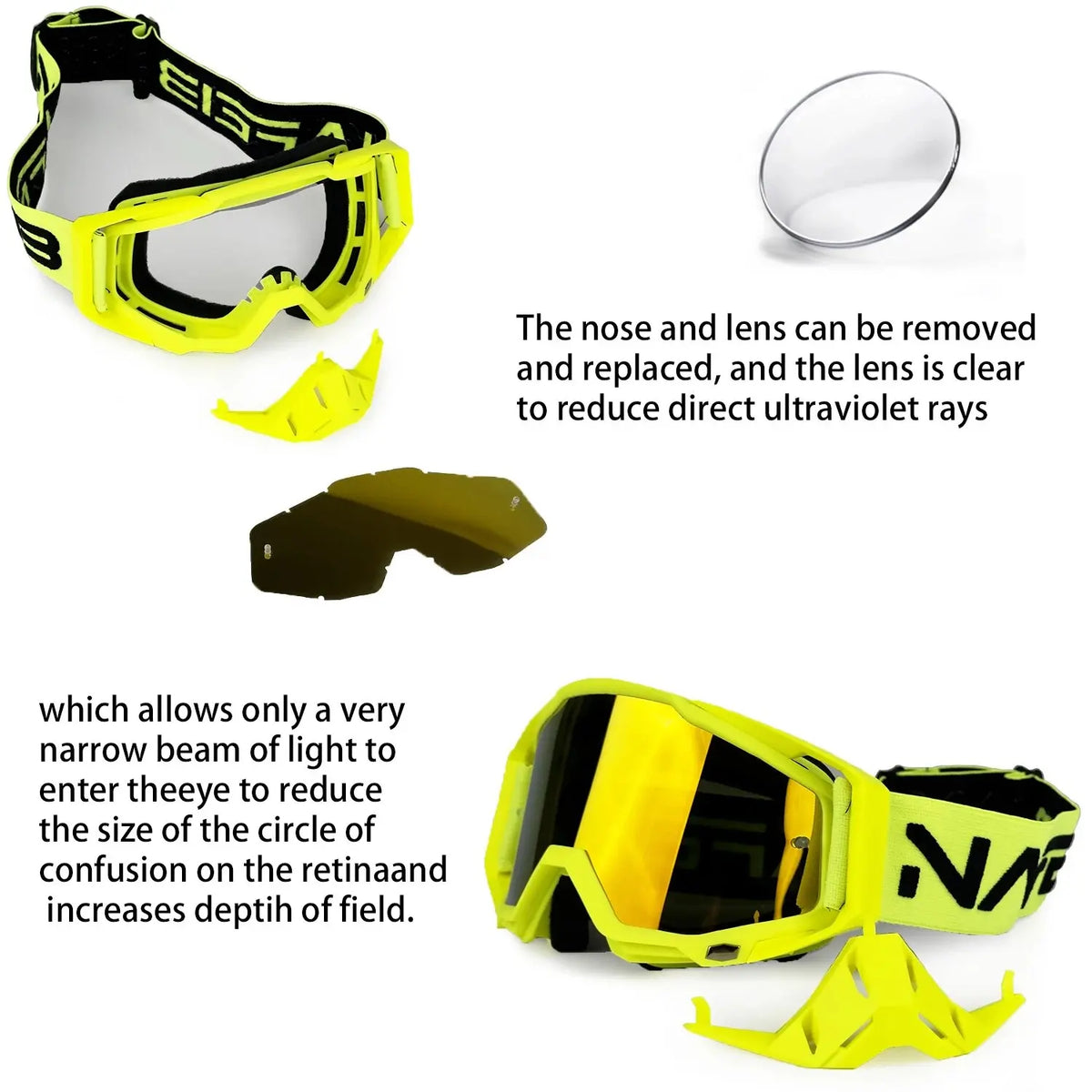 Motorcycle & Off-Road Sports Goggles with Anti-Fog Shield