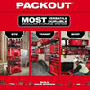Red PACKOUT modular storage system components including bins, racks, and accessories for tool organization.