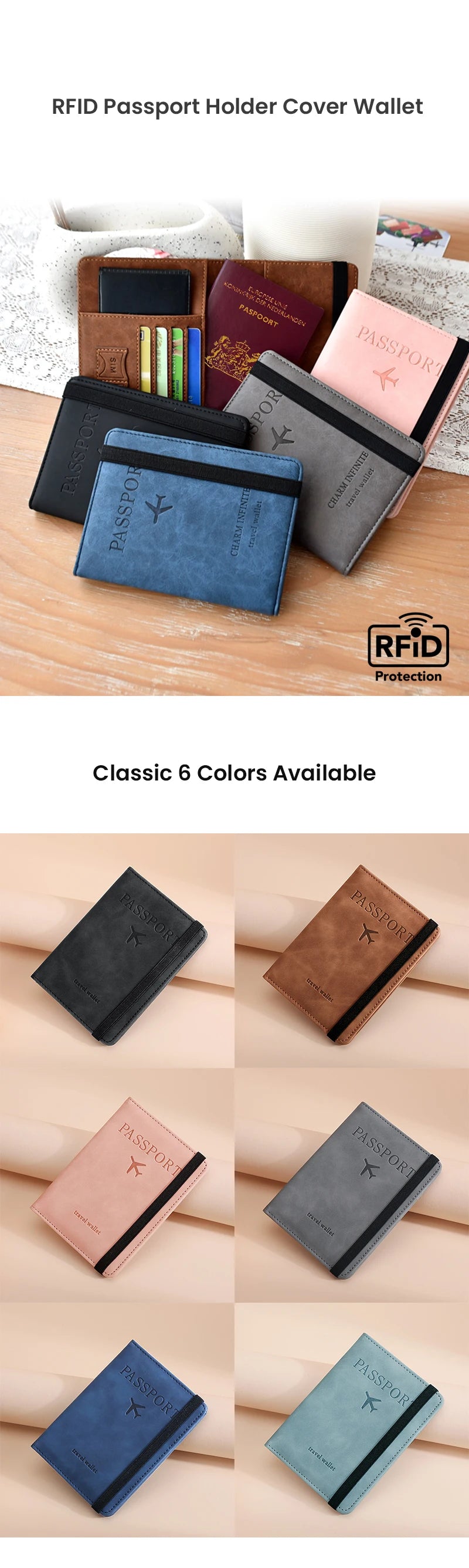 RFID-Blocking Travel Passport Wallet with Multiple Card Slots