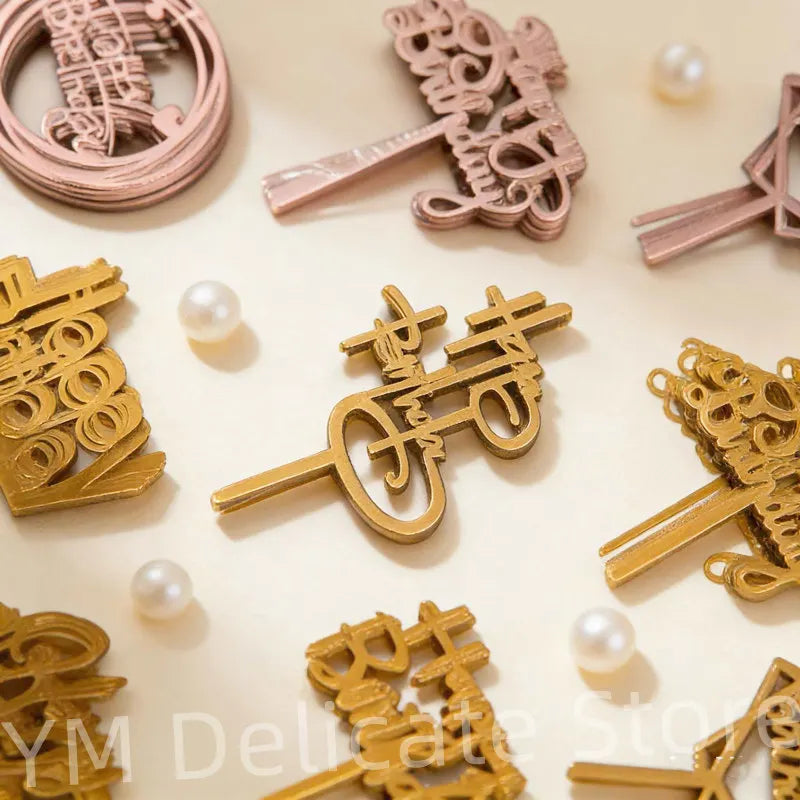 Gold Acrylic Happy Birthday Cake Toppers (Set of 10)