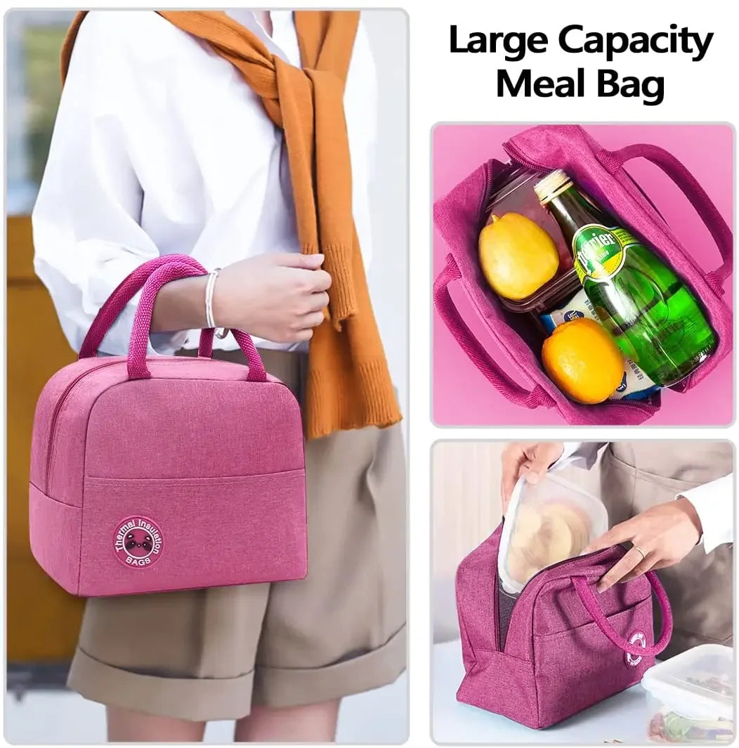 Insulated Canvas Lunch Bag with Butterfly Letter Pattern