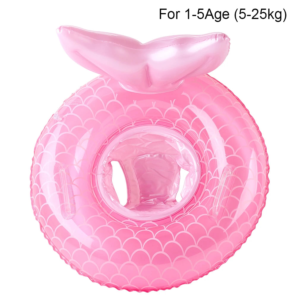 Pink inflatable swim ring designed for children aged 1 to 5 years and weighing 5 to 25 kilograms