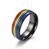 Anillo de Acero Inoxidable con Rayas Arcoíris