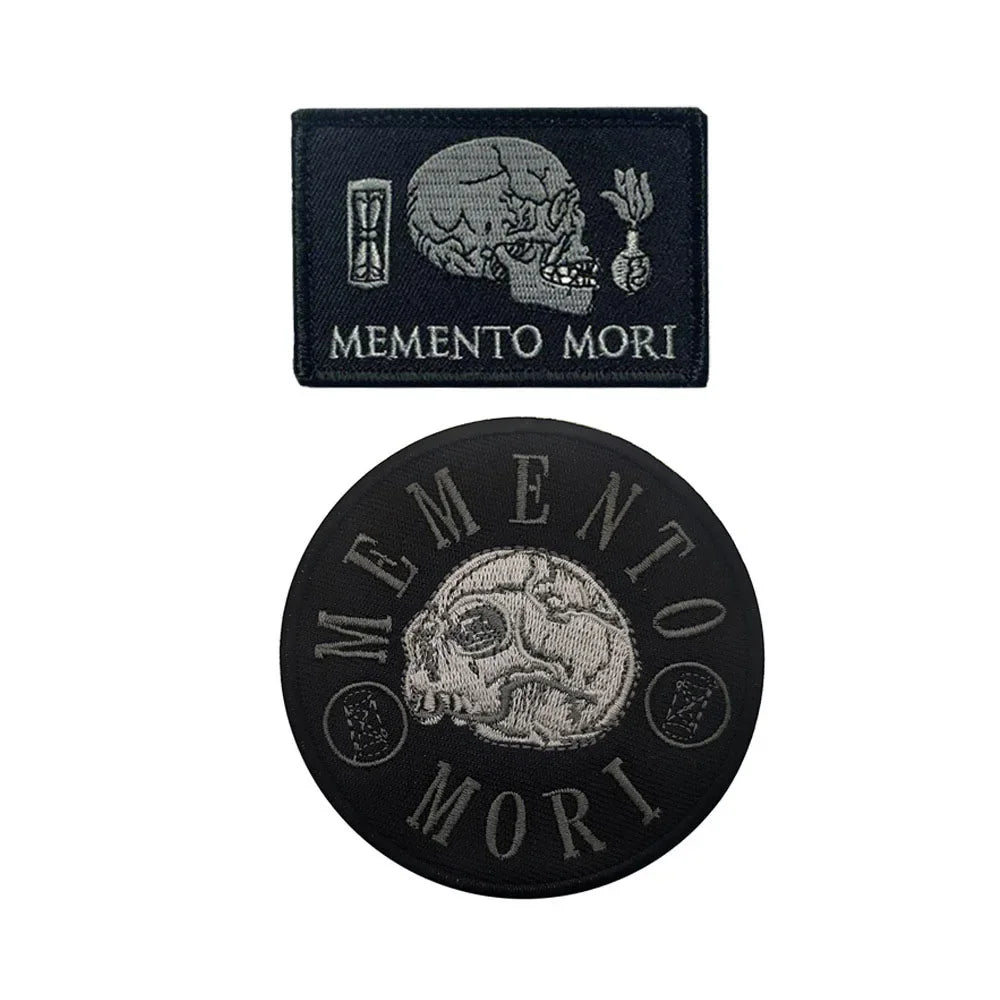 Embroidered Skull Patch with Hook and Loop Backing