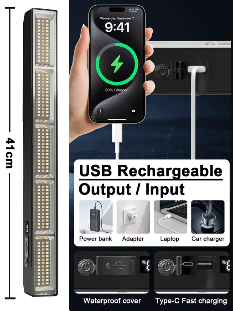 Luz de Trabajo LED Portátil con Imán y Banco de Energía