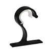 Black durable curtain rod brackets with a curved hook design for secure window treatments