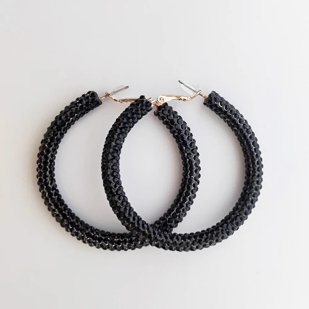 Rainbow Crystal Hoop Earrings