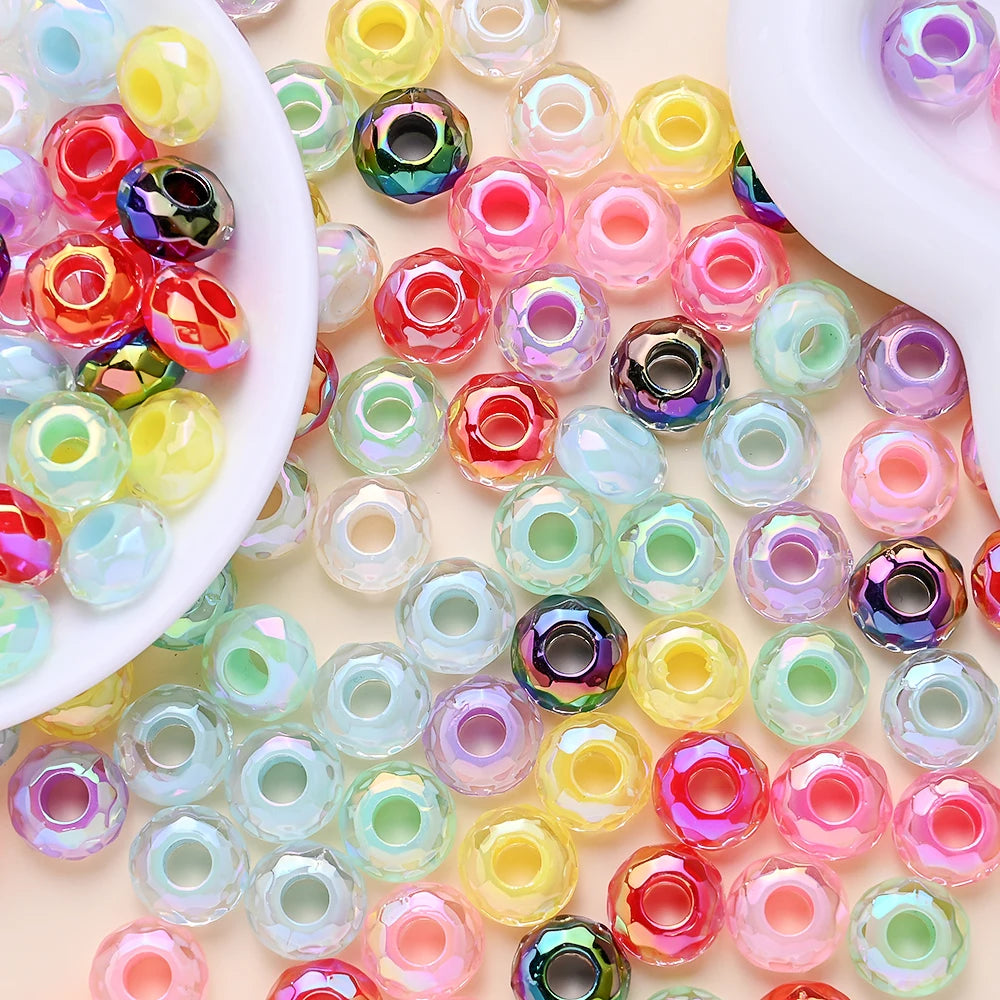 Multicolor Faceted Acrylic Spacer Beads for Jewelry Making