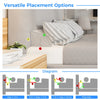 Diagramm, das vielseitige Platzierungsoptionen für ein Memory-Foam-Kissen mit verschiedenen Spaltgrößen zeigt.