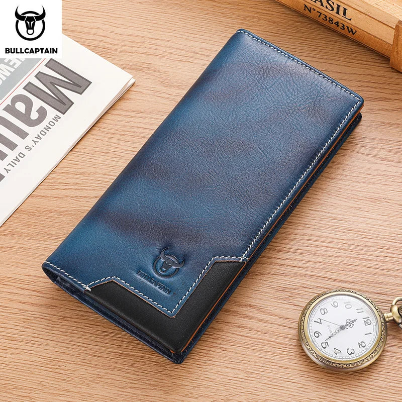 Men's Genuine Leather RFID Blocking Long Wallet with Card Holder