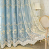 Embroidered Floral Blackout Curtain, Double Layer Sun Protection for Bedroom & Living Room