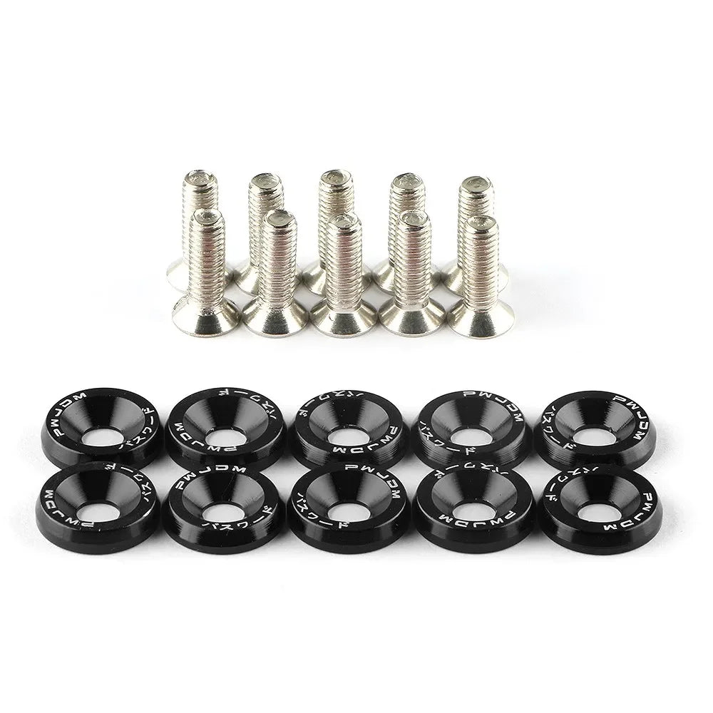 Aluminum Concave Fender Washer Screw Kit (10-Pack) for Automotive Use