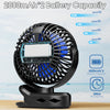 USB-Rechargeable Clip-On Desk Fan with Digital Display