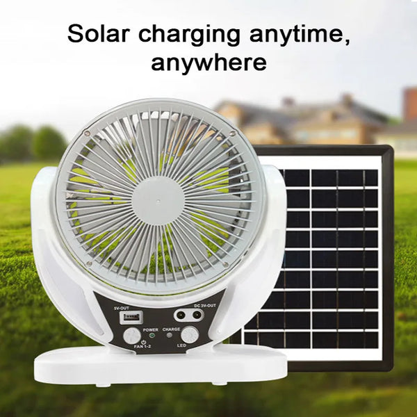 Tragbarer Solarbetriebener Tischventilator mit LED-Nachtlicht