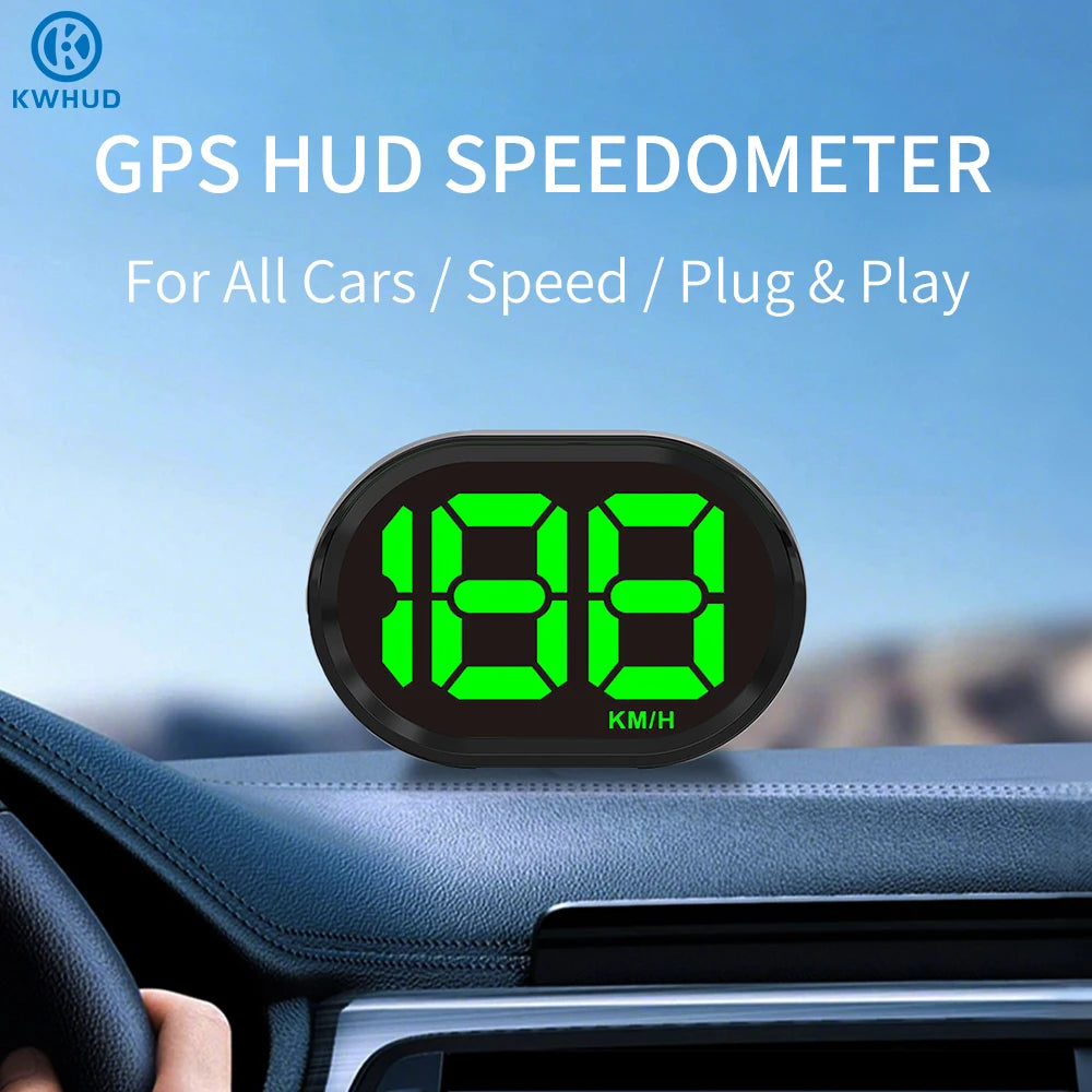 A green GPS speedometer display mounted on a car dashboard, showing 188 KM/H.
