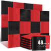 A 48-pack of acoustic foam wedge panels in red and black corrugated material.