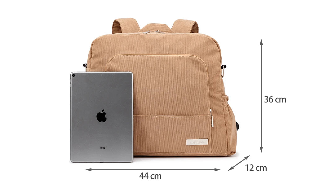 Soft Corduroy Diaper Backpack with Large Capacity
