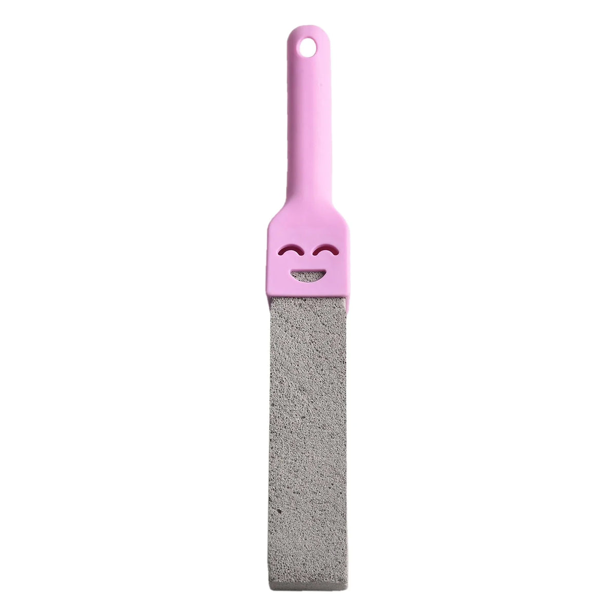A pink pumice stone toilet and bathroom cleaning brush with a handle.