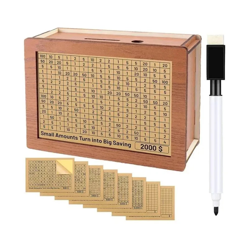 Caja de Ahorro de Madera con Contador