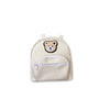 A light beige embroidered bear stroller organizer bag with a zippered pocket.