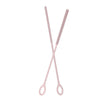 A pair of pink reusable silicone straw cleaning brushes crossed.