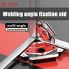 A set of magnetic welding angle fixation aids used for precise positioning in welding tasks.