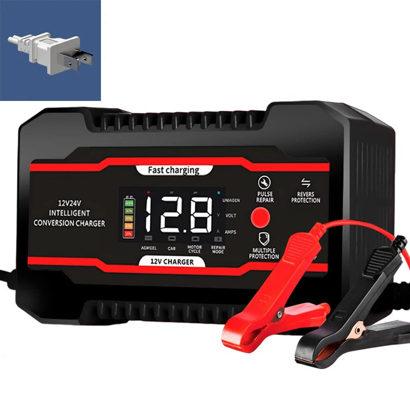 Smart 12V 6A Battery Charger with 7-Stage Pulse Repair