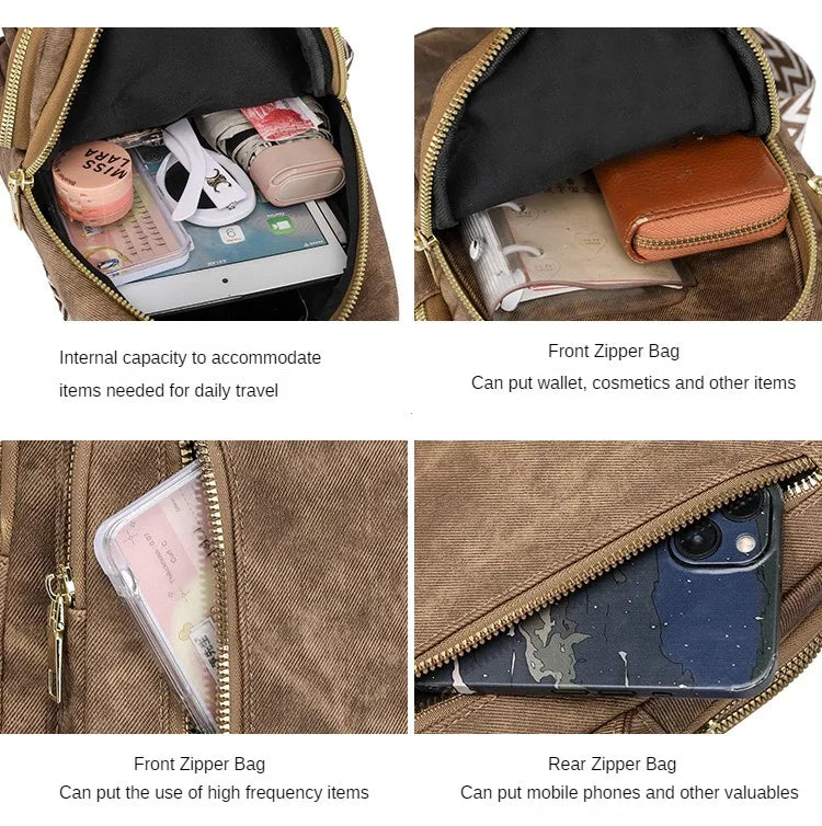 Elegant PU Leather Crossbody Sling Bag for Women