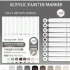 Acrylic paint marker set with 9 colors in gray brown series featuring 720 degree tips