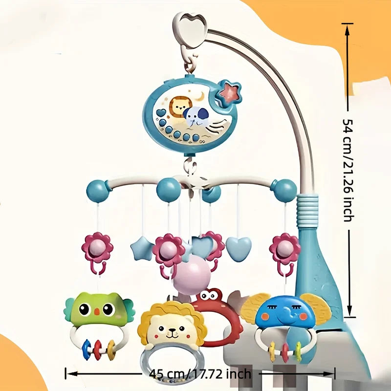 360° Rotating Baby Crib Mobile with Night Light and Music