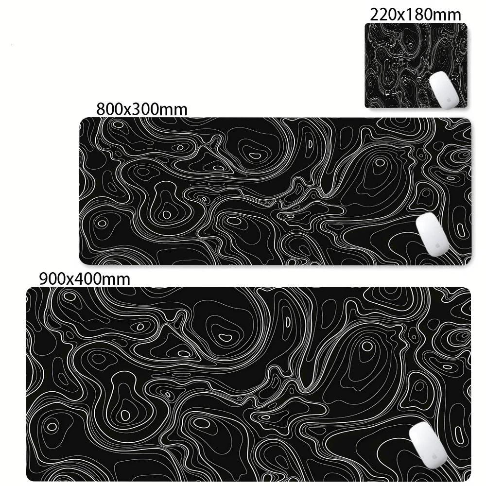 Large Abstract Desk Mat with Stitched Edges