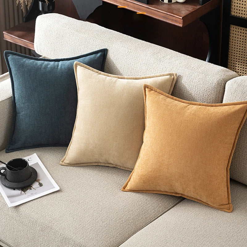 Retro Chenille Throw Pillow Covers for Couch and Bed