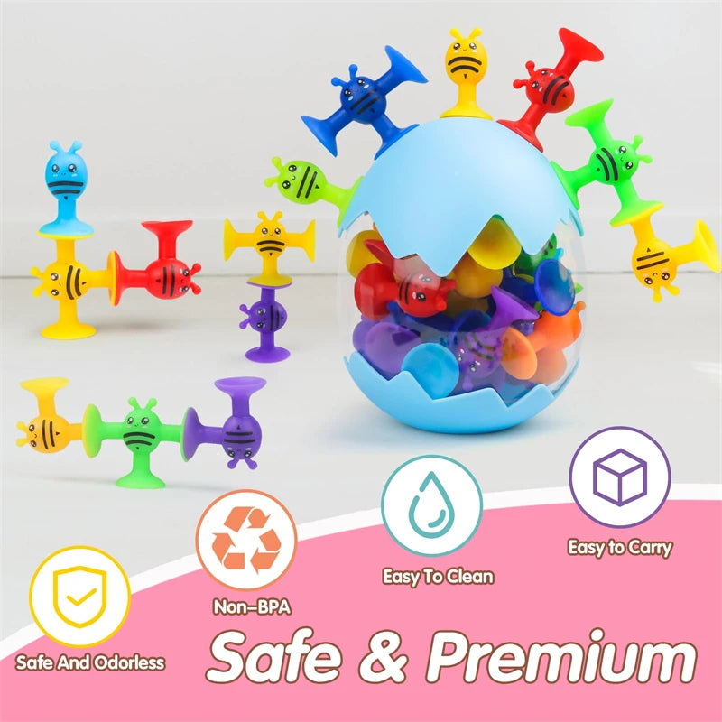 Soft Silicone Animal Building Blocks with Suction Cups