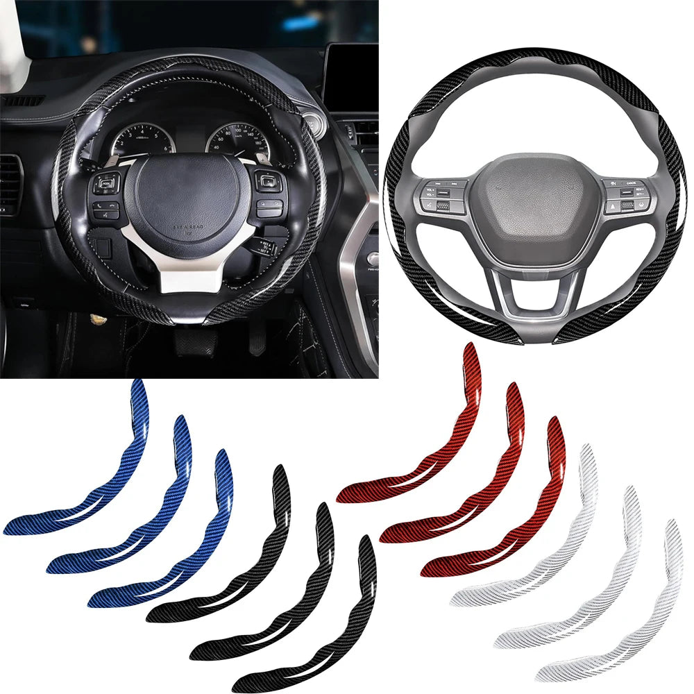 Carbon Fiber Steering Wheel Cover with Non-Slip Leather Grip