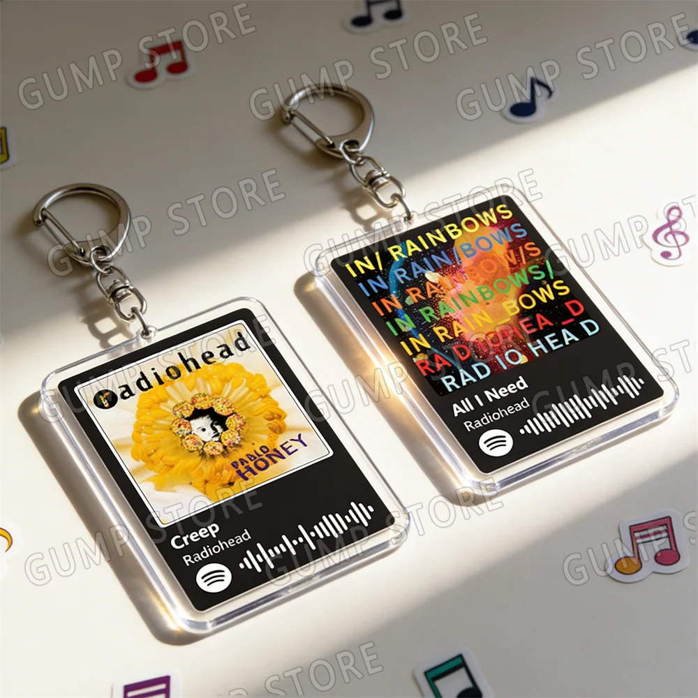 Radiohead Music Keychain Set with Song-Inspired Designs