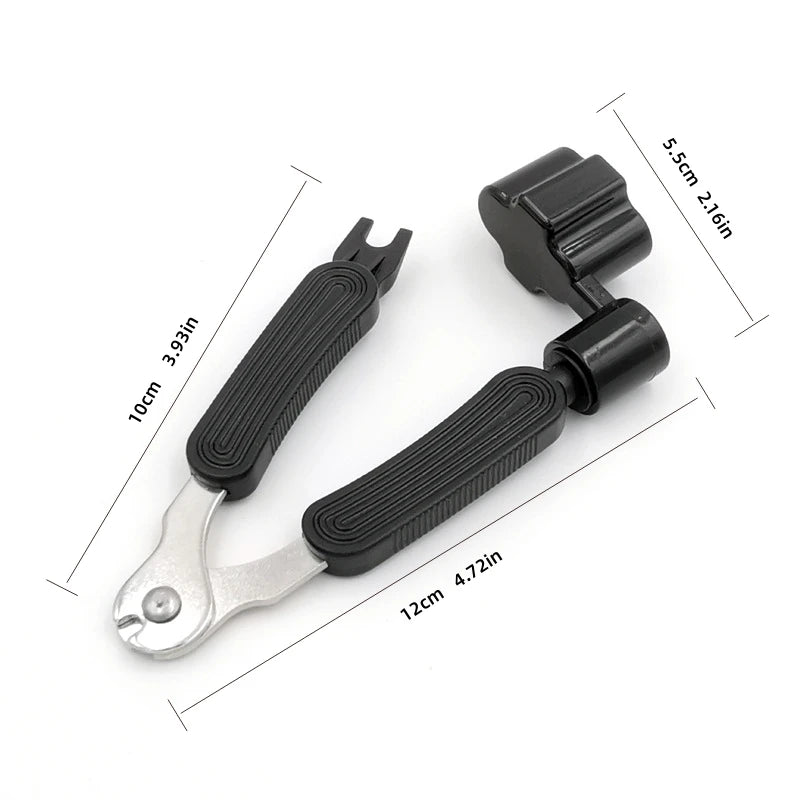 Black classical guitar string set with a 3-in-1 winder tool shown against a white background.