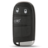 Black replacement key fob shell for Jeep, Dodge, Chrysler, and Fiat vehicles with a silver tip.