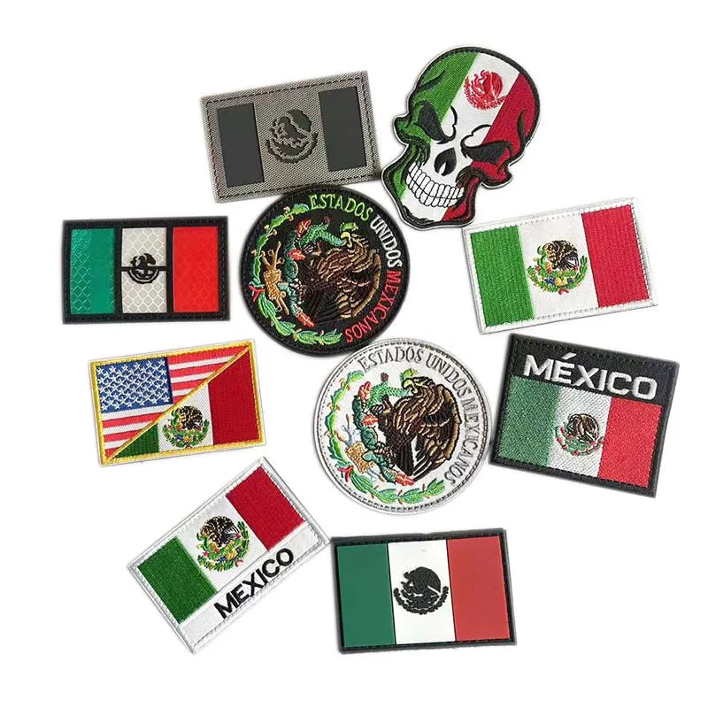 Mexico Flag Eagle 3D Embroidery Patch with Hook-and-Loop Backing
